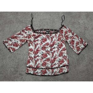 White House Black Market Top Blouse Womens Medium‎ Floral Off Shoulder Boho